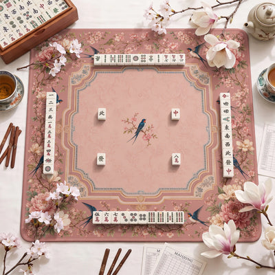Peach Peony Mahjong Mat - Mah Jongg Table Mat