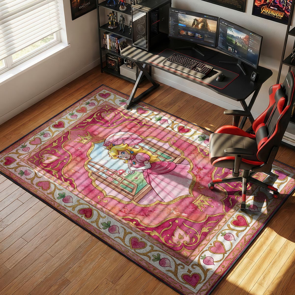 Princess Peach Royal Heart Super Mario Chair rug — main product view