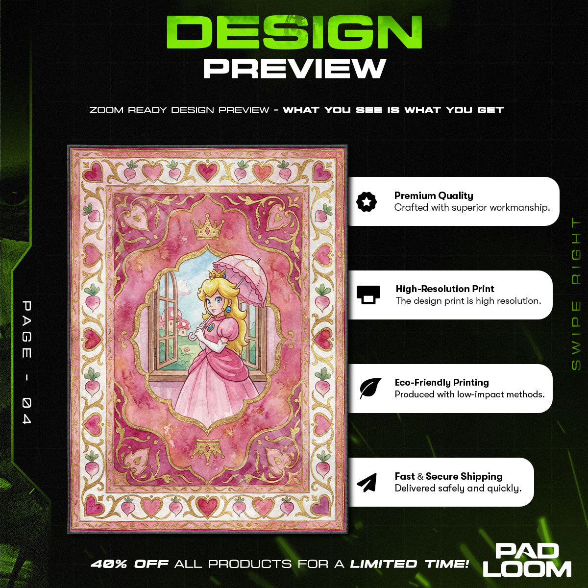Chair character design printed on rug