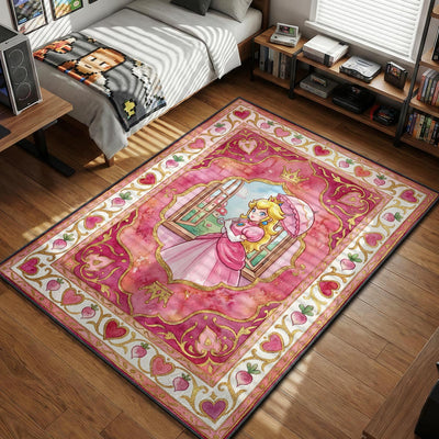 Princess Peach Royal Heart Rug - Super Mario Chair Mat