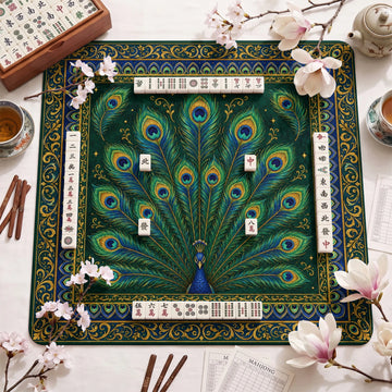 Peacock Mahjong Mat – neoprene mah jongg table mat