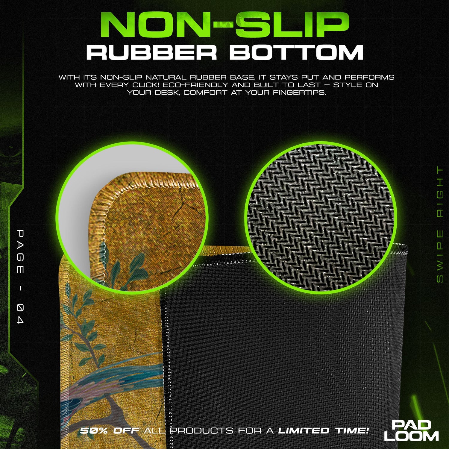 Peacocks Mouse Pad, Golden Garden Gaming Desk Mat Padloom