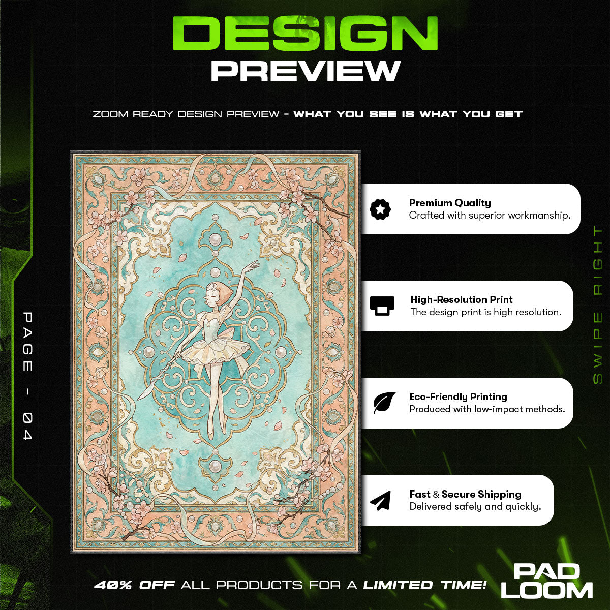 Area character design printed on rug
