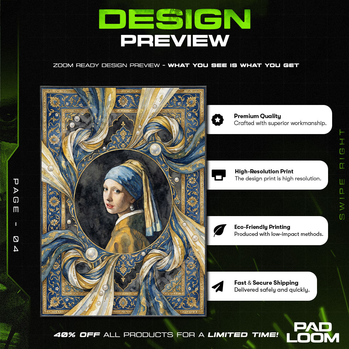 Pearl Earring Portrait Dutch Master Area rug — main product view