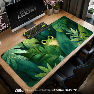 Peeking Frog Jungle Hush Mouse Pad - Cute Desk Mat