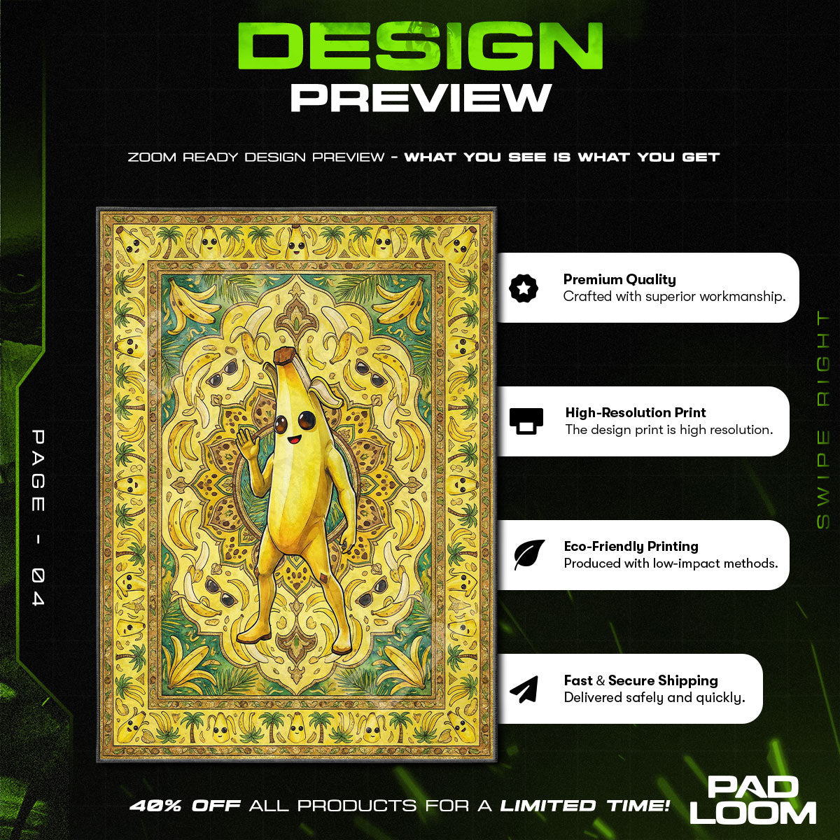 Peely Golden Pattern Rug - Fortnite Chair Mat