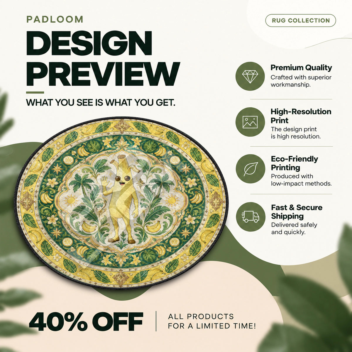 Peely Waving Round Rug - Fortnite Chair Mat