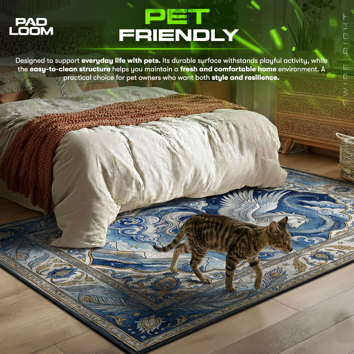 Pegasus Night themed area rug for home decor fans