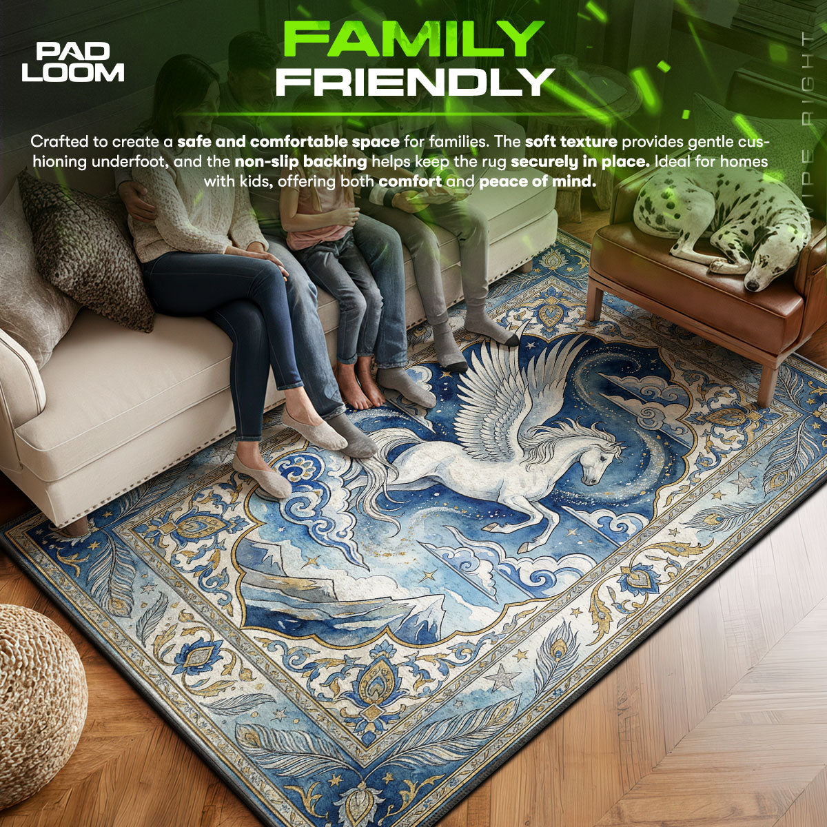 Area character design printed on rug
