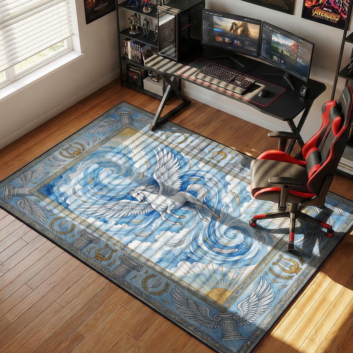 Pegasus Sky Mythology Rug – Winged Horse Fantasy Decor
