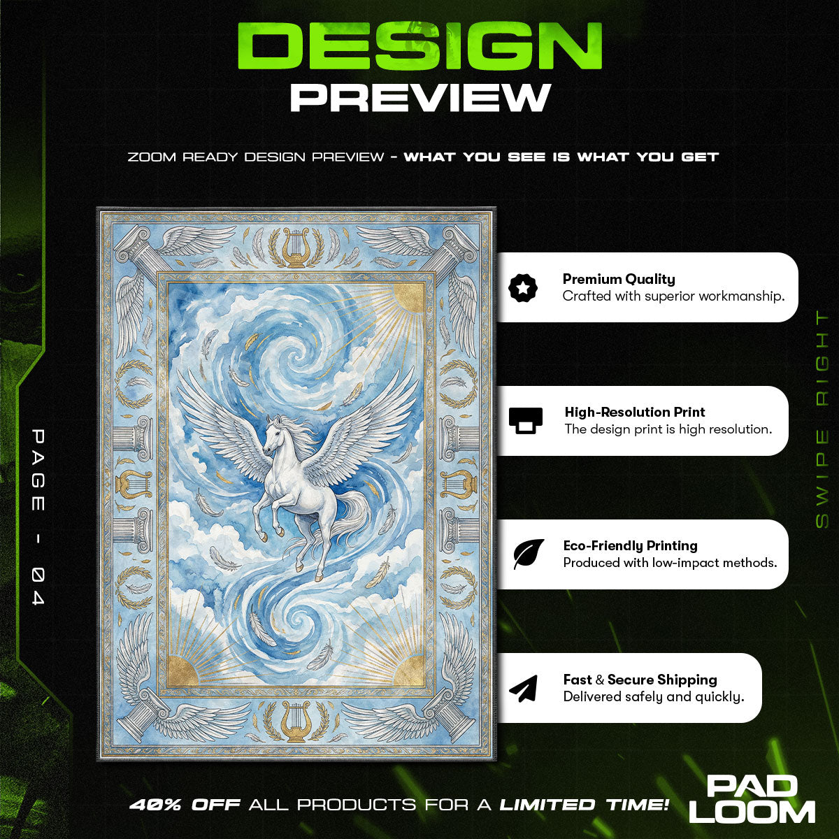 Pegasus Sky Mythology Rug – Winged Horse Fantasy Decor