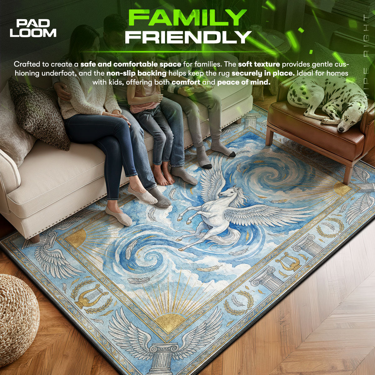 Pegasus Sky Mythology Rug – Winged Horse Fantasy Decor