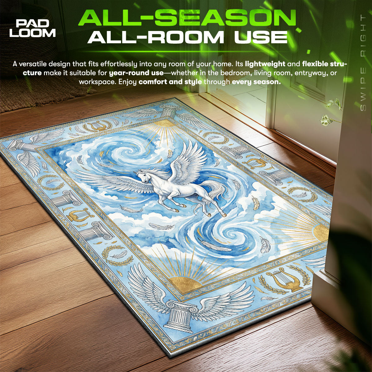 Pegasus Sky Mythology Rug – Winged Horse Fantasy Decor