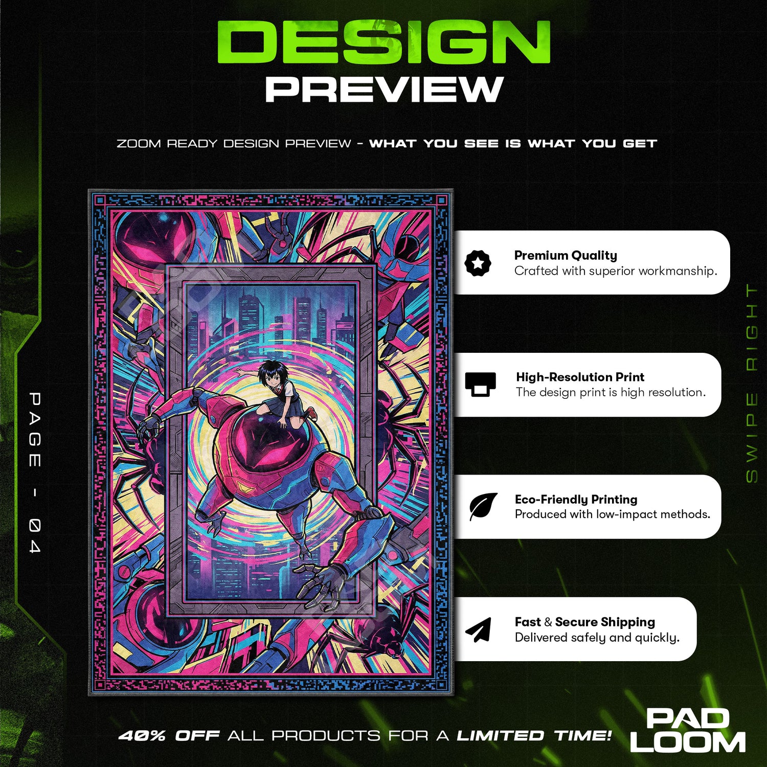 Peni Parker Neon Mech Rug - Marvel Chair Mat