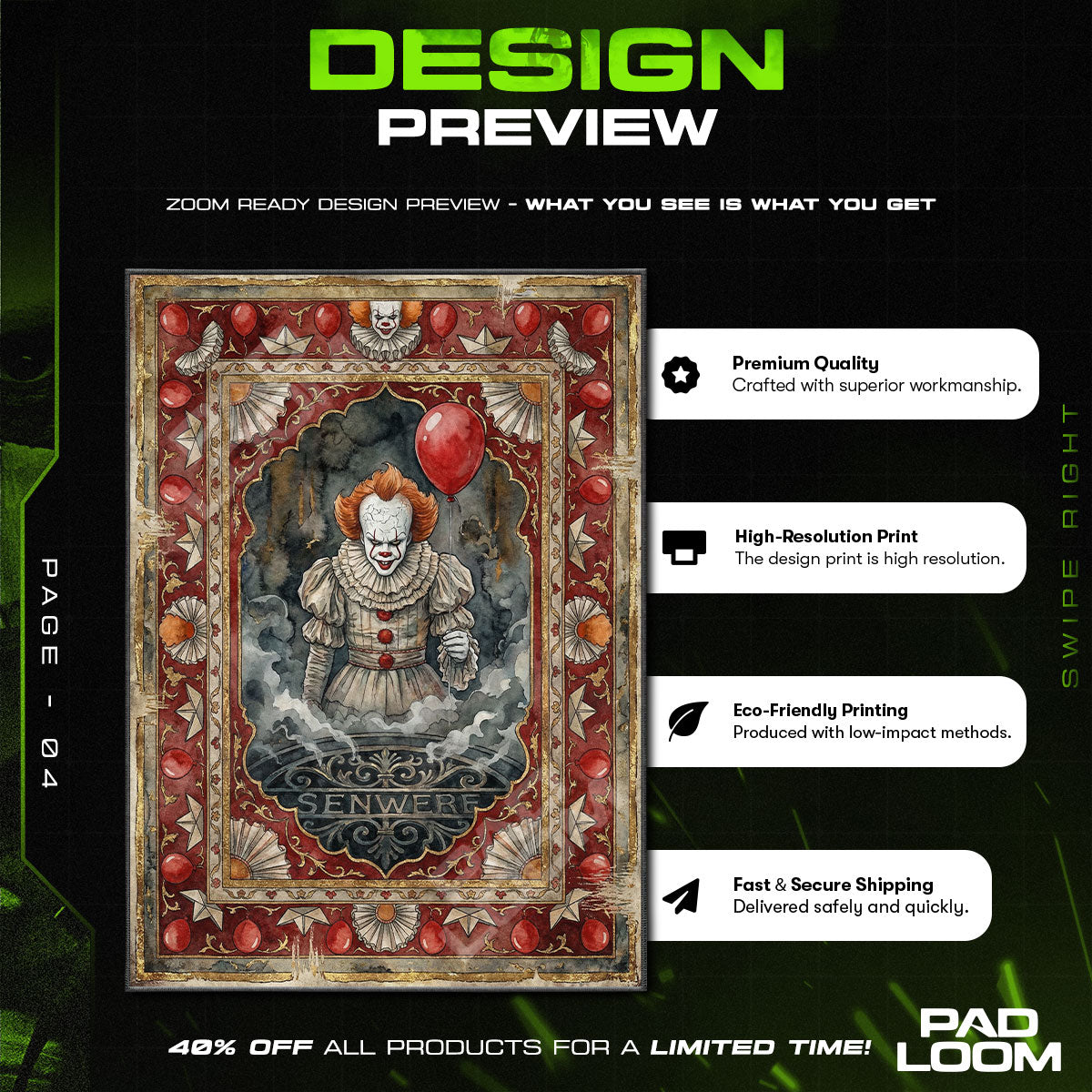 Room character design printed on rug