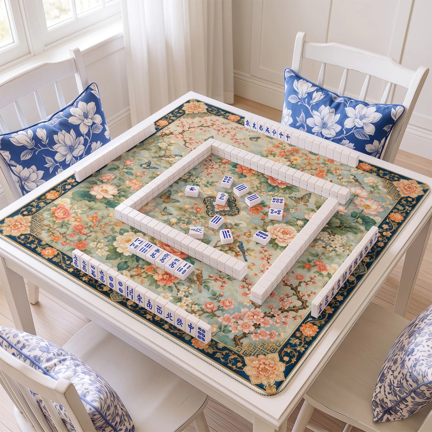 Peony Aviary Garden Mahjong Mat – neoprene mah jongg table mat
