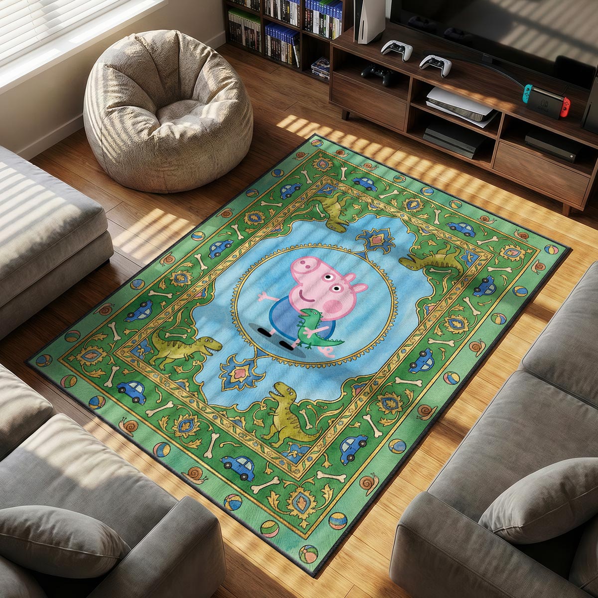 Peppa Pig themed area rug for home decor fans