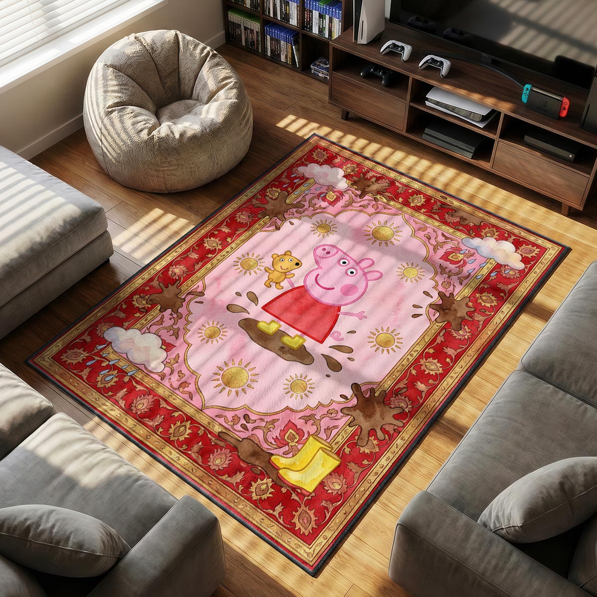 Peppa Pig themed area rug for home decor fans