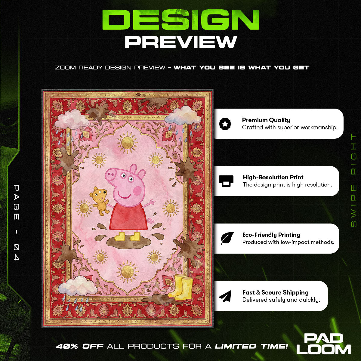 Ma character design printed on rug