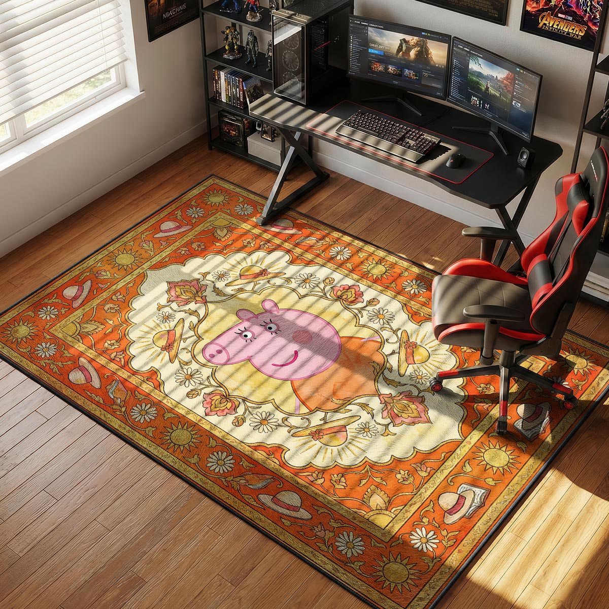 Peppa Pig Orange Floral Kids Floor rug — main product view