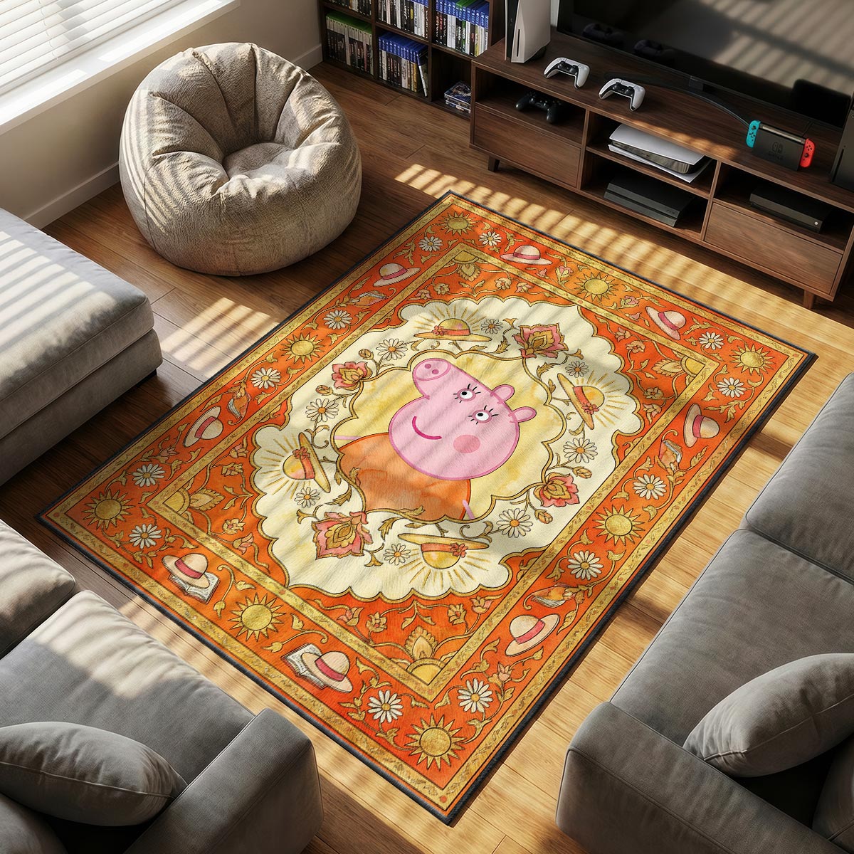 Peppa Pig themed area rug for home decor fans