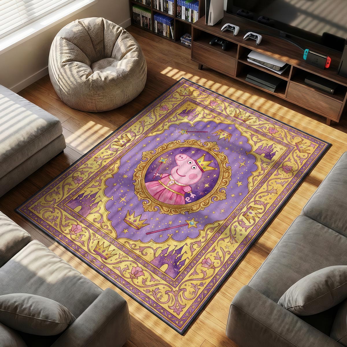 Peppa Pig themed area rug for home decor fans
