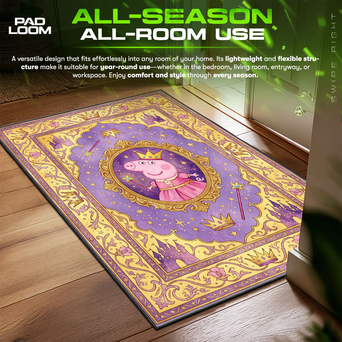 Peppa Pig Princess Castle Kids fan rug — premium quality print