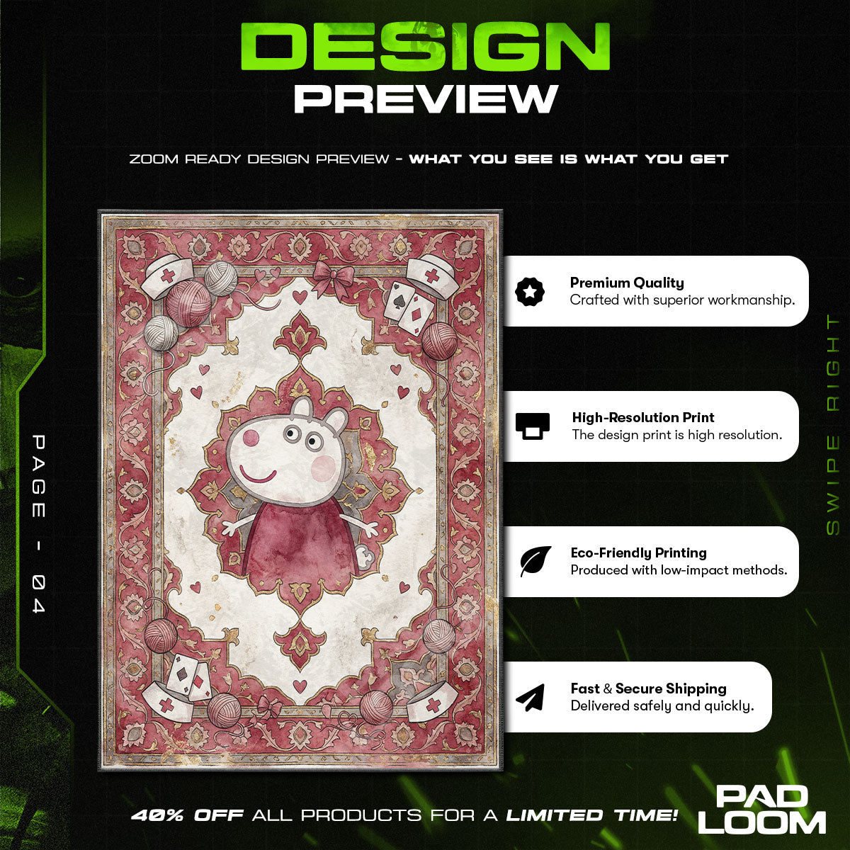 Kids character design printed on rug