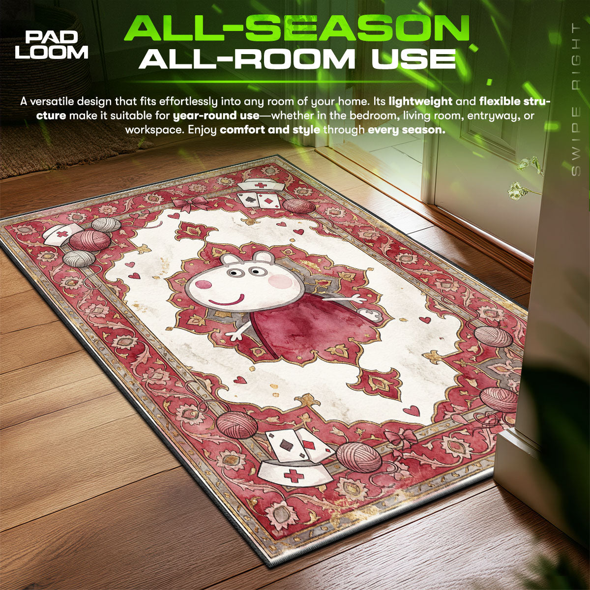 Peppa Pig Pink Kids fan rug — premium quality print