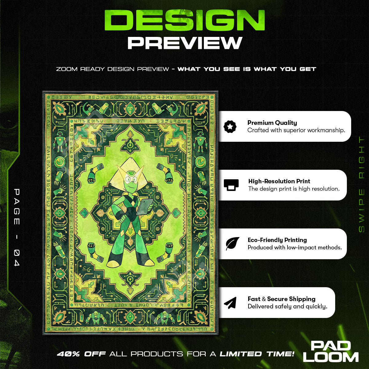 Area character design printed on rug