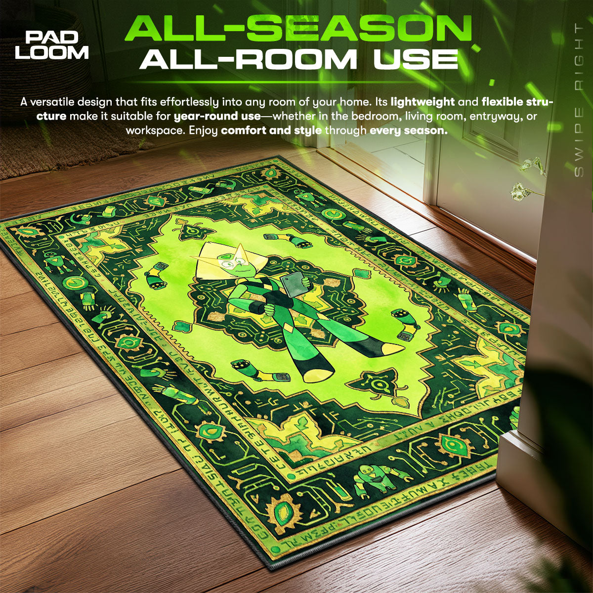 Peridot Tech Steven Universe Cartoon Area fan rug — premium quality print