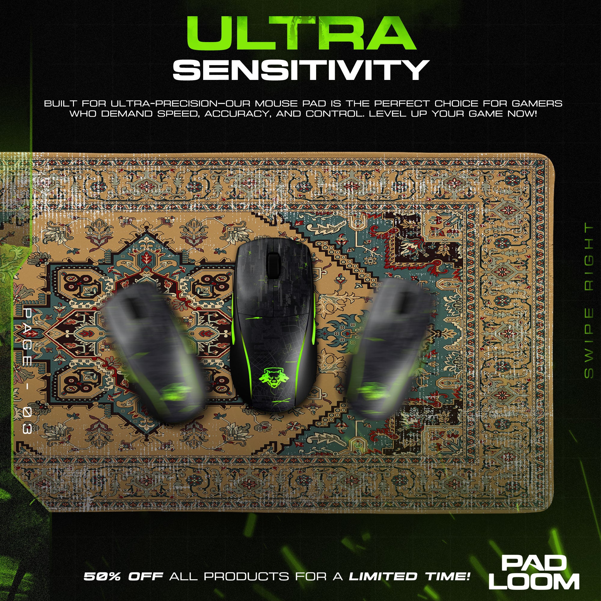 Persian Beige Medallion Mouse Pad, Vintage Style Gaming Desk Mat