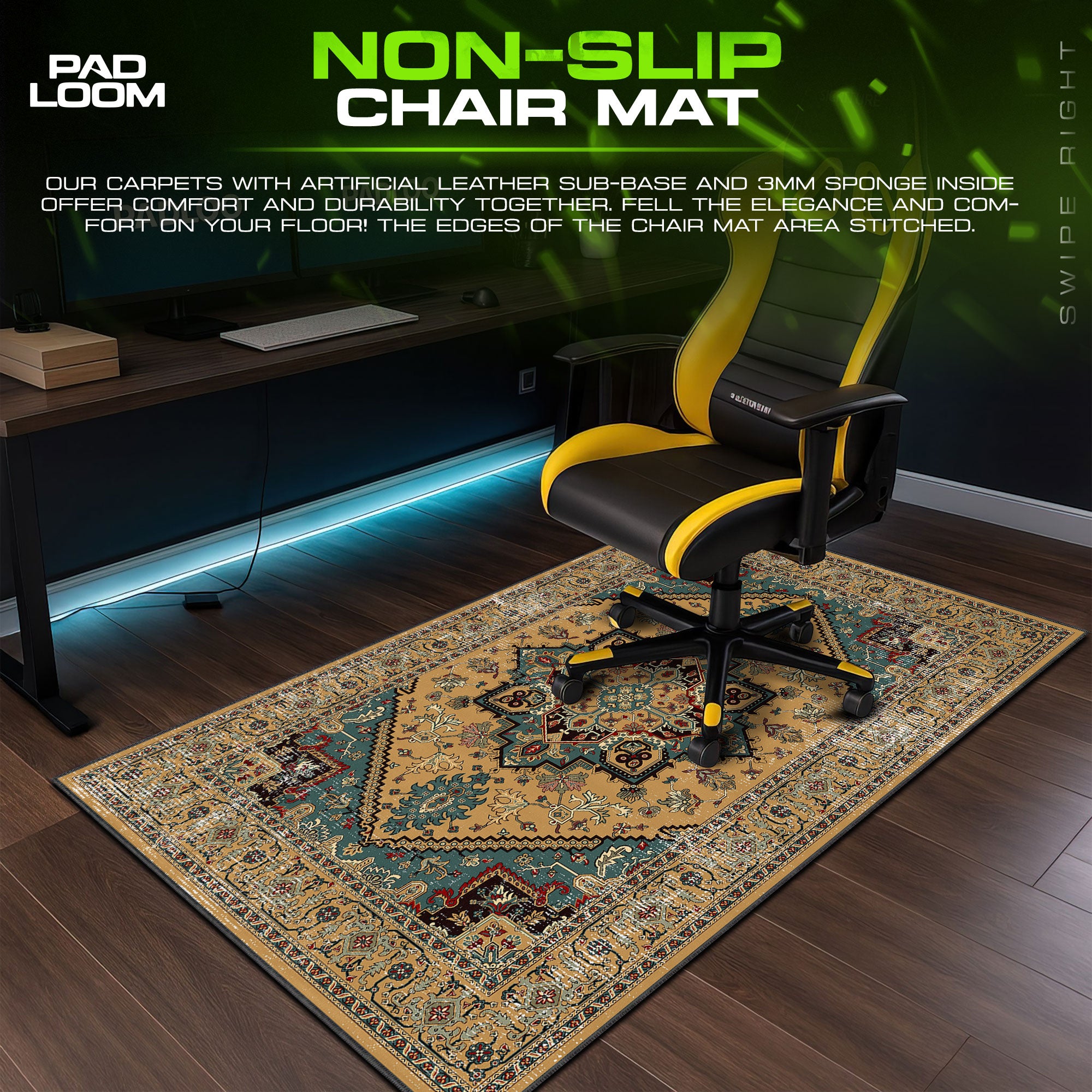 Persian Beige Medallion Mouse Pad, Vintage Style Gaming Desk Mat