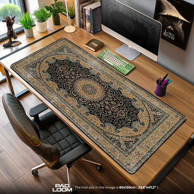 Persian Black Medallion Mouse Pad, Regal Style Gaming Desk Mat