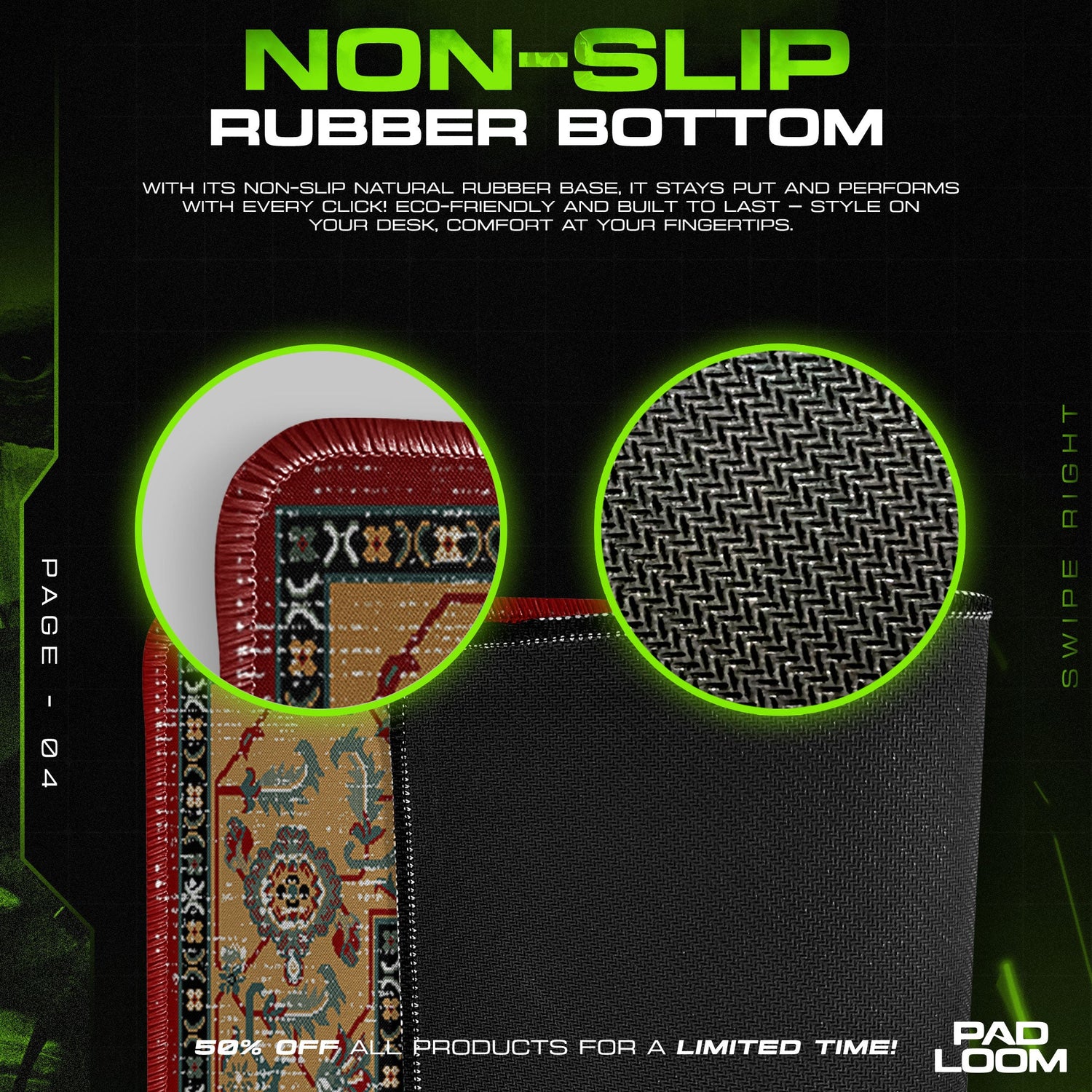 Persian Crimson Medallion Mouse Pad, Classic Style Gaming Desk Mat Padloom