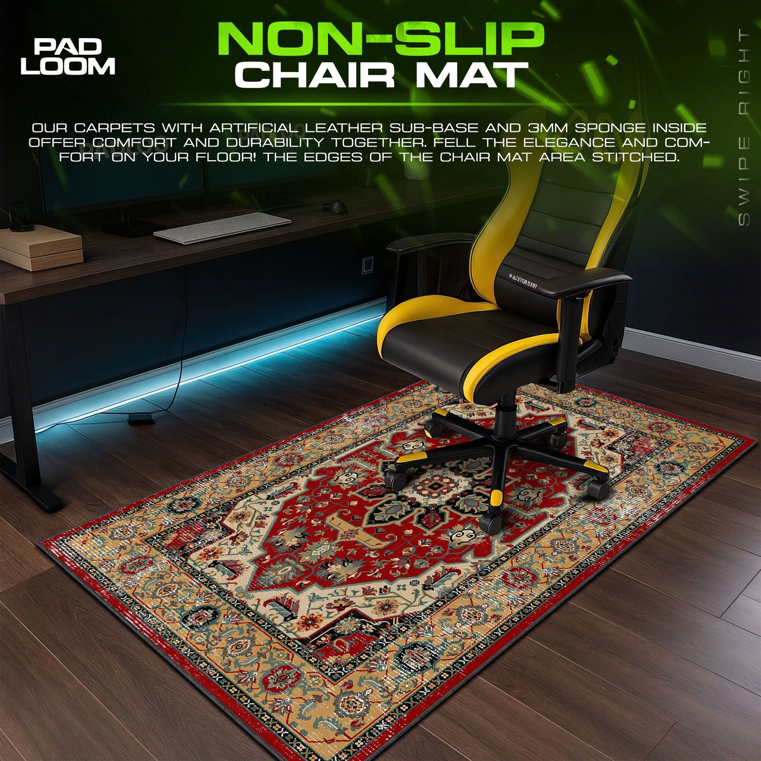 Persian Crimson Medallion Mouse Pad, Classic Style Gaming Desk Mat Padloom