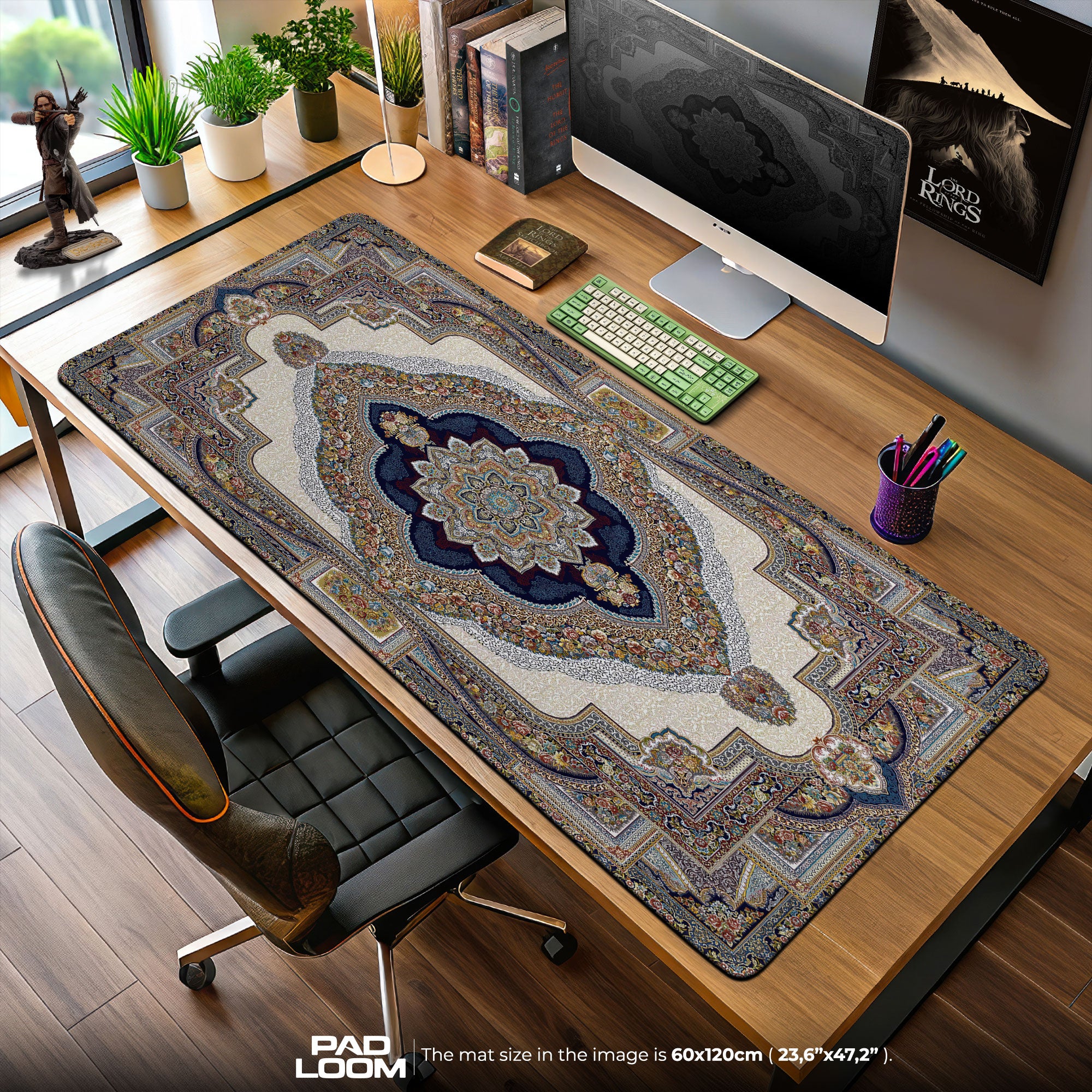 Persian Floral Design Mouse Pad, Classic Style Gaming Desk Mat