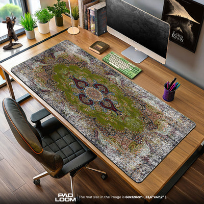 Persian Green Medallion Mouse Pad, Artistic Style Gaming Desk Mat
