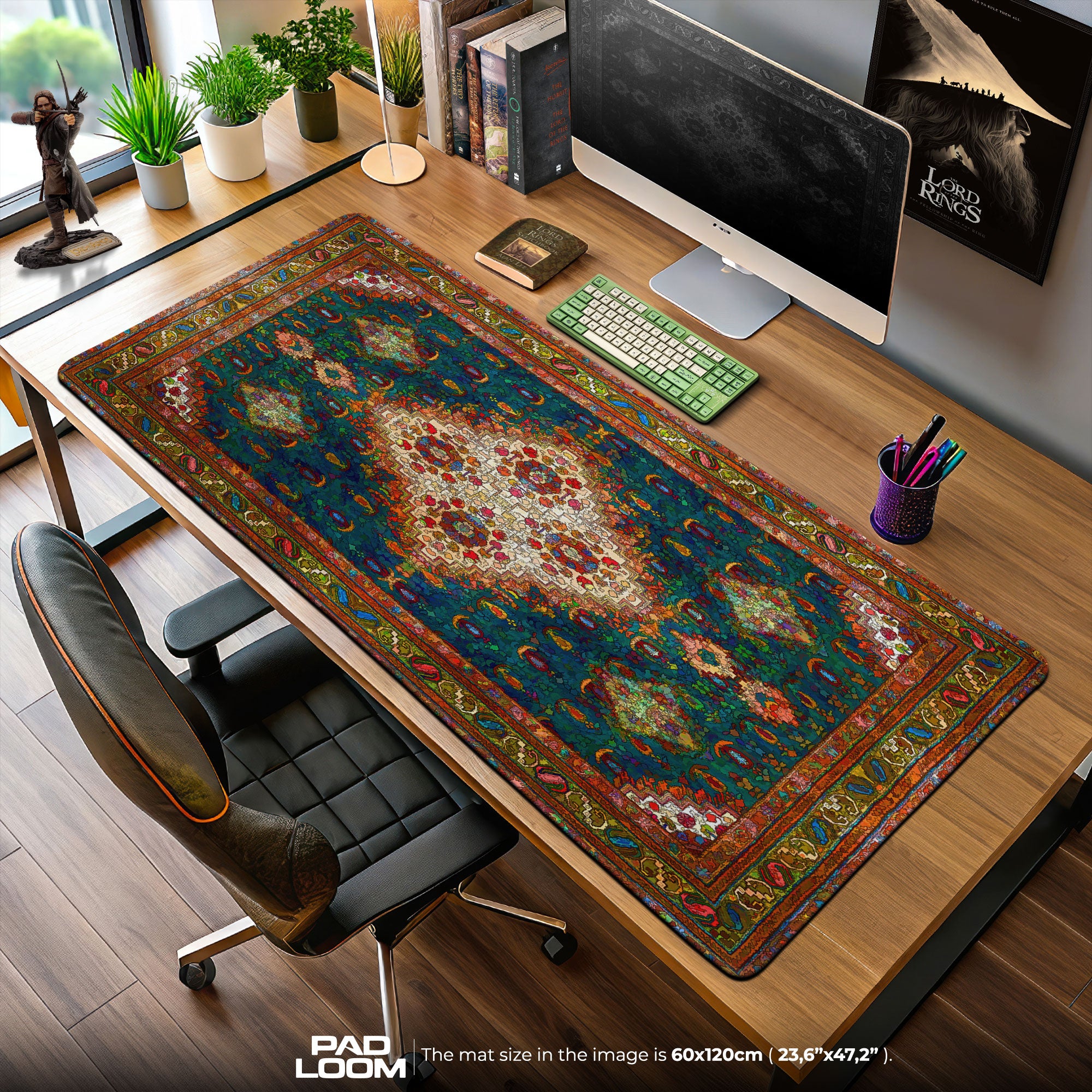 Persian Jewel Tones Mouse Pad, Ornamental Style Gaming Desk Mat