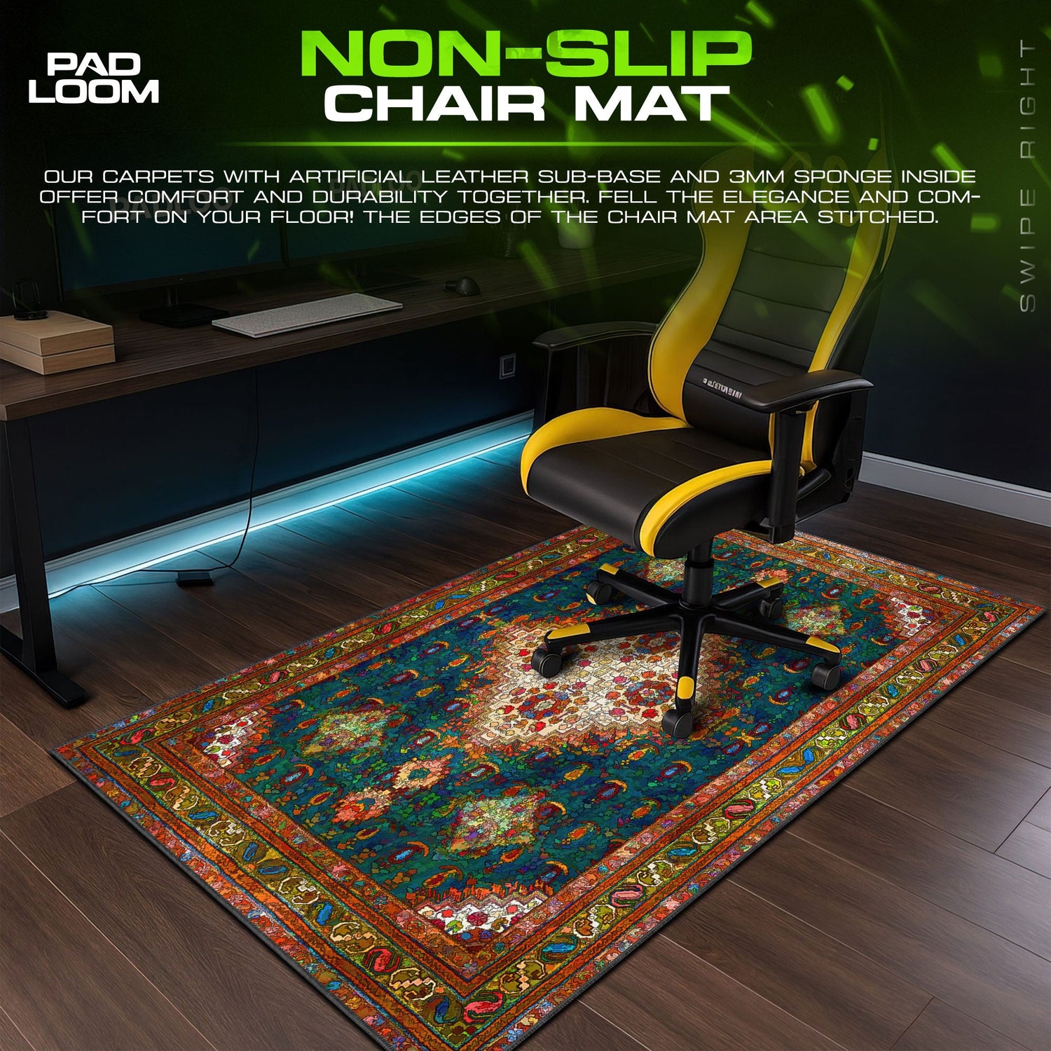 Persian Jewel Tones Mouse Pad, Ornamental Style Gaming Desk Mat Padloom