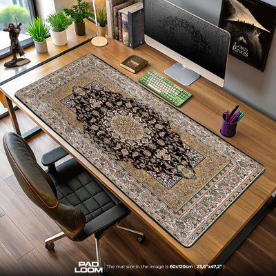 Persian Midnight Medallion Mouse Pad, Ornate Style Gaming Desk Mat
