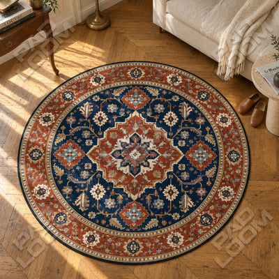 Persisch Marineblau Runder Teppich - Vintage-Teppich rund