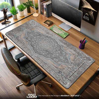 Persian Silver Medallion Mouse Pad, Elegant Style Gaming Desk Mat