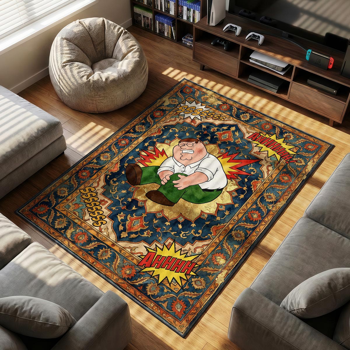 Peter Griffin themed area rug for home decor fans