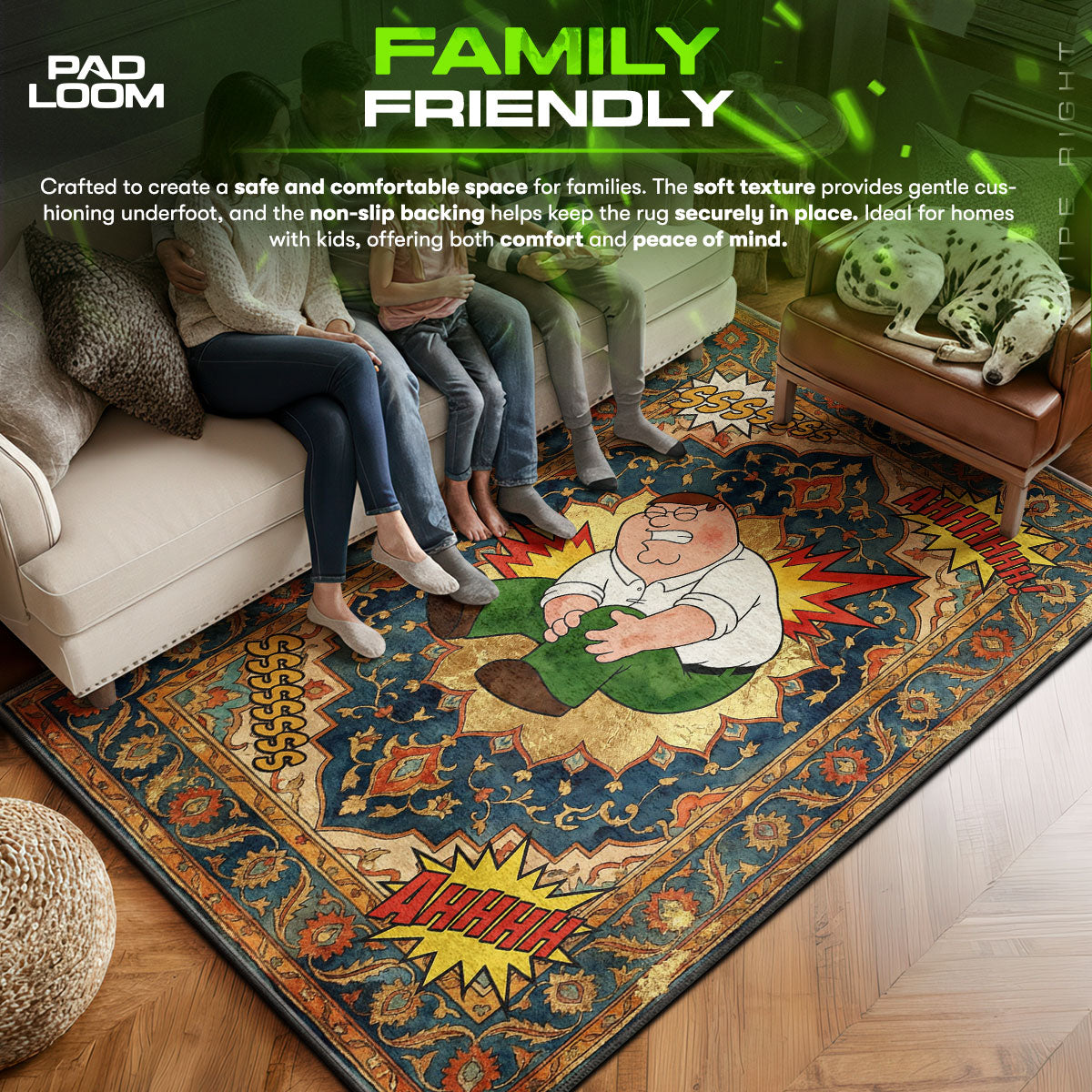 Peter area rug showing full home decor artwork
