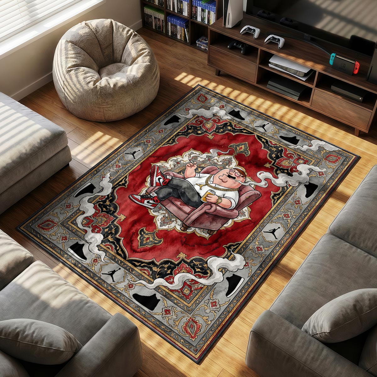 Peter Griffin themed area rug for home decor fans