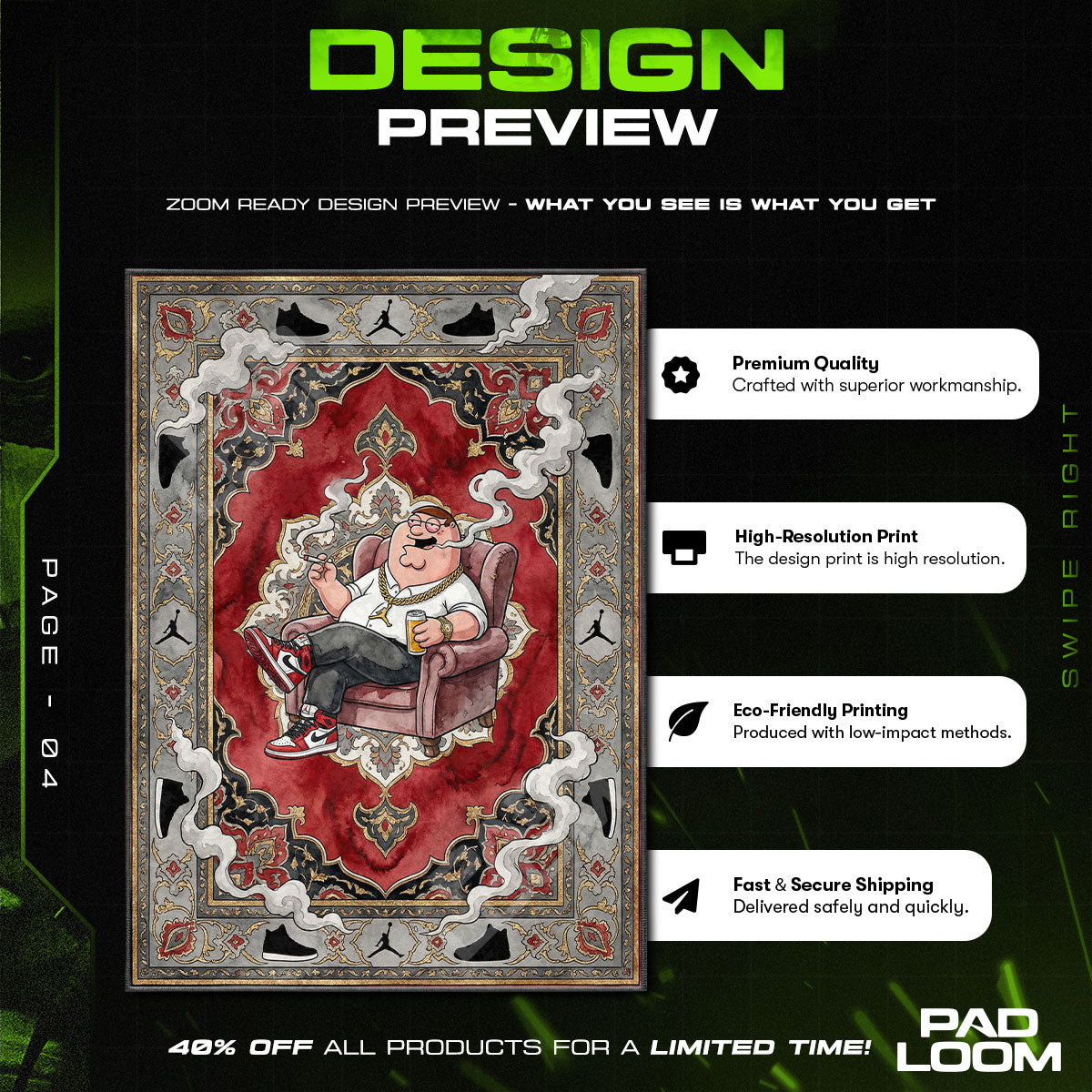 Decor character design printed on rug