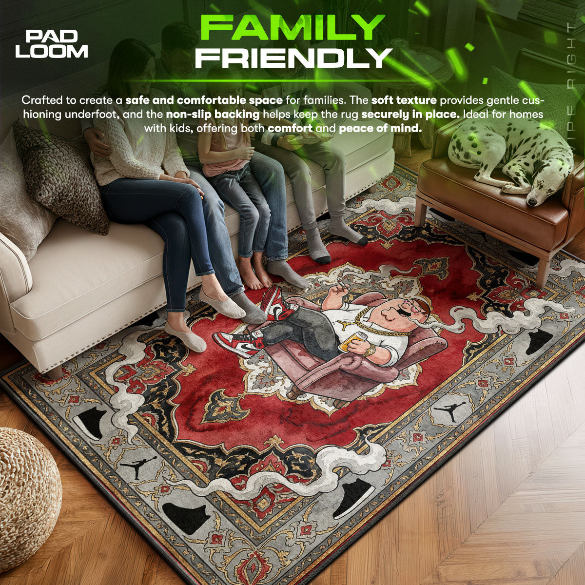 Peter area rug showing full home decor artwork