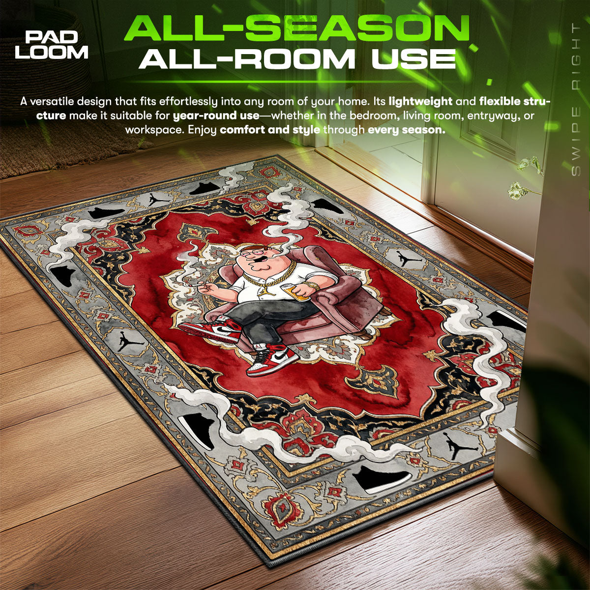 Peter Griffin Sneaker Throne Hype Floor Decor fan rug — premium quality print