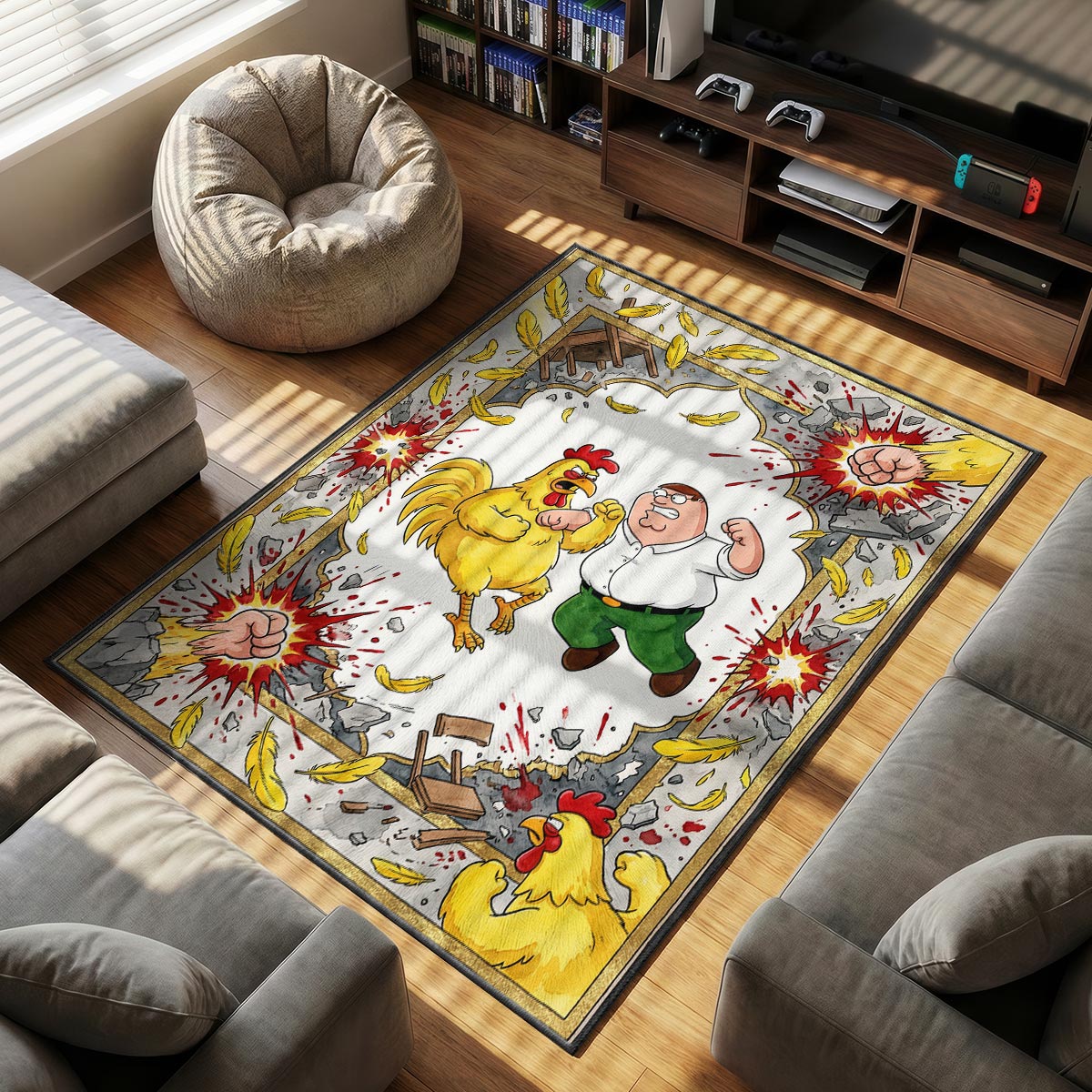 Peter vs themed area rug for home decor fans